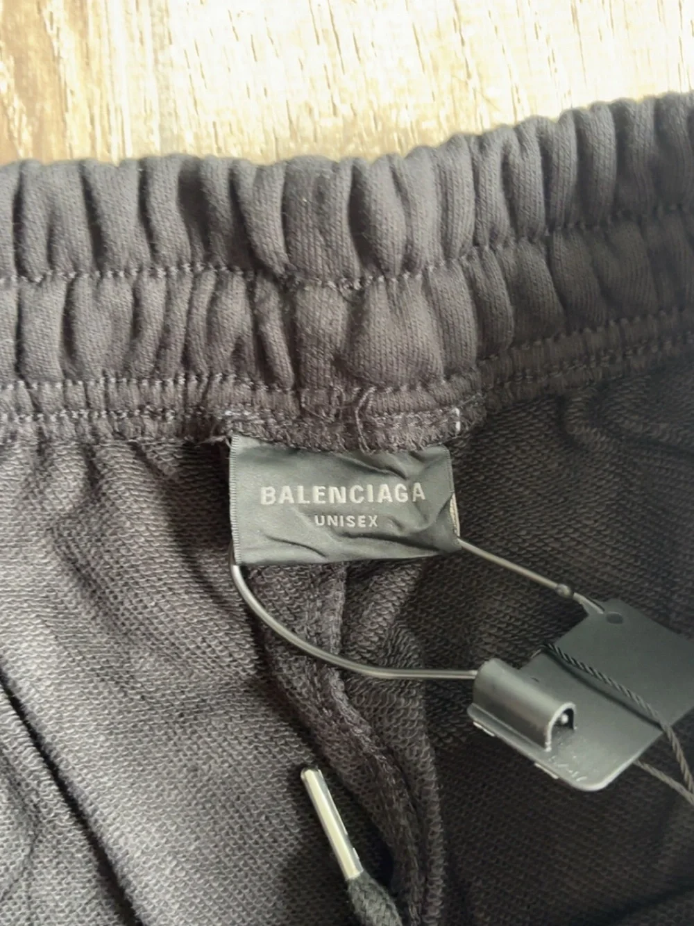Balenciaga Black Ribbed Elastic Waist Shorts with Logo Tag